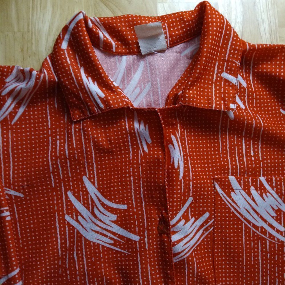 Vintage 70s Brush Stroke Dots Polyester Disco Shirt
